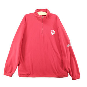 Knights Apparel Mens Fleece Sweatshirt Red Large Polyester 1/4 Zip IU Hoosiers